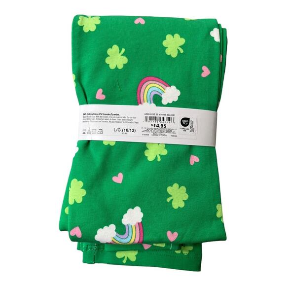 The Children's Place shamrock rainbow green full length legging Girl L 10/12 NWT - Picture 2 of 3